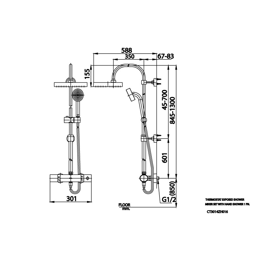 Bộ sen cây COTTO CT3014ZH016 nhiệt độ nóng lạnh bát tròn Oval