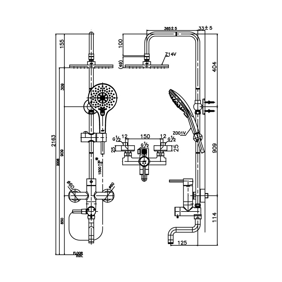 Bộ sen cây COTTO CT5101W nóng lạnh bát tròn có vòi xả xô
