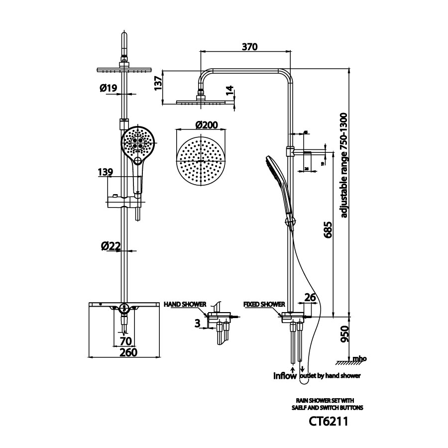 Thân sen tắm đứng COTTO CT6211