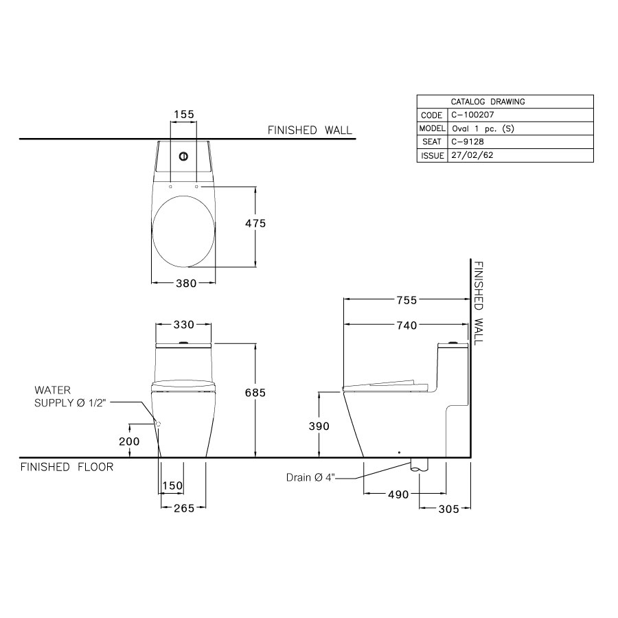 Bồn cầu 1 khối COTTO C100207 nắp êm dòng Oval