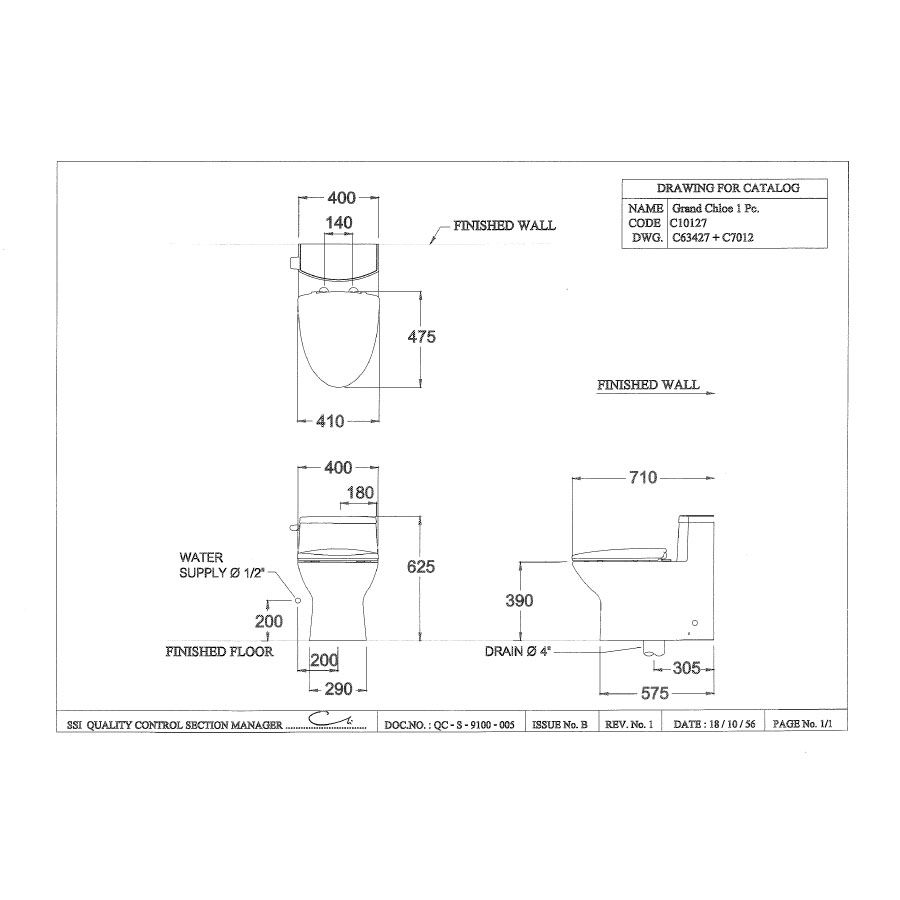 Bồn cầu 1 khối COTTO C10127 nắp đóng êm Grand Chloe