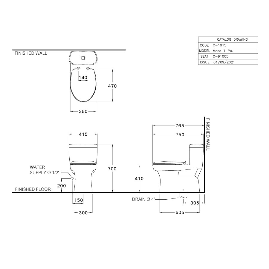 Bồn cầu 1 khối COTTO C1015 nắp êm dòng Macc