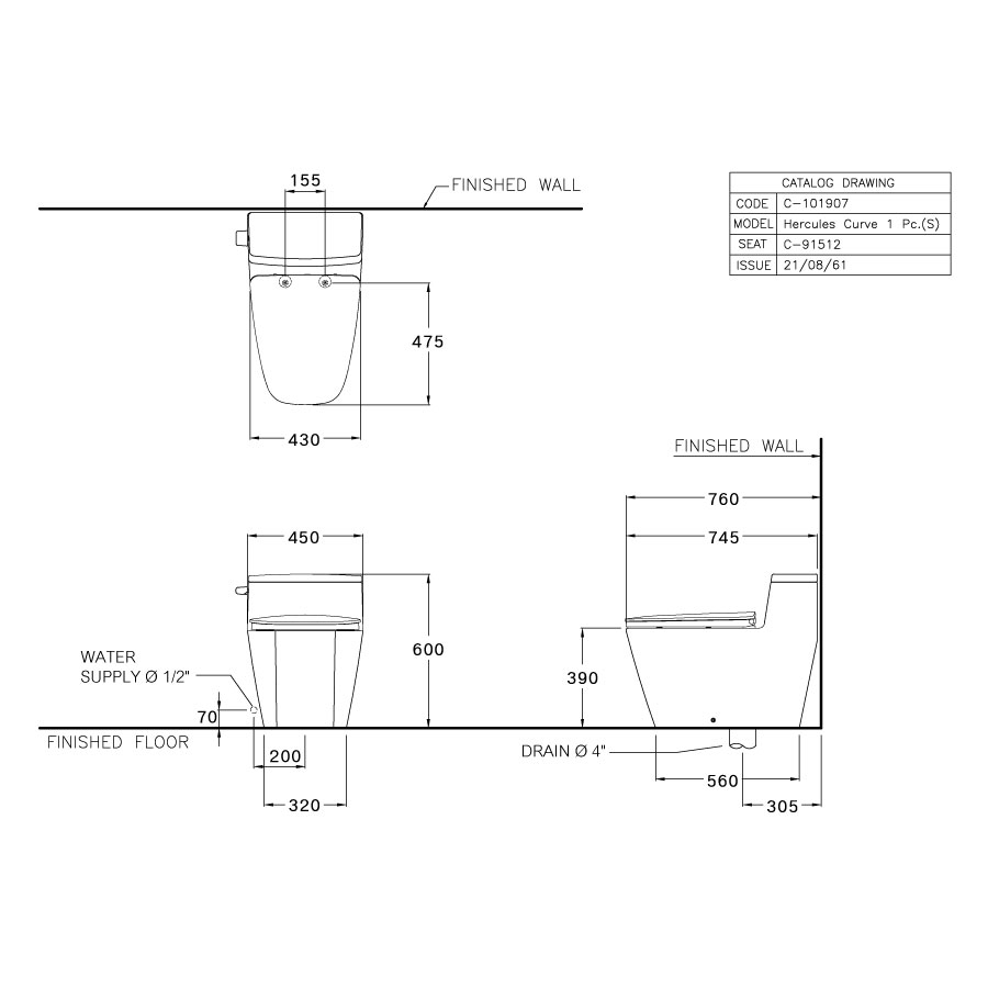 Bồn cầu 1 khối COTTO C11000OS nắp êm dòng Worth