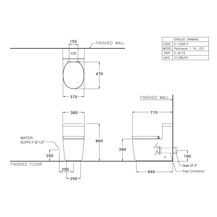 Bồn cầu 1 khối COTTO C102917 nắp đóng êm Patchwork