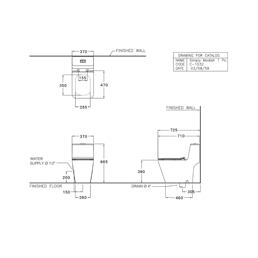 Bồn cầu 1 khối COTTO C1032MBK nắp êm dòng Simply Modish
