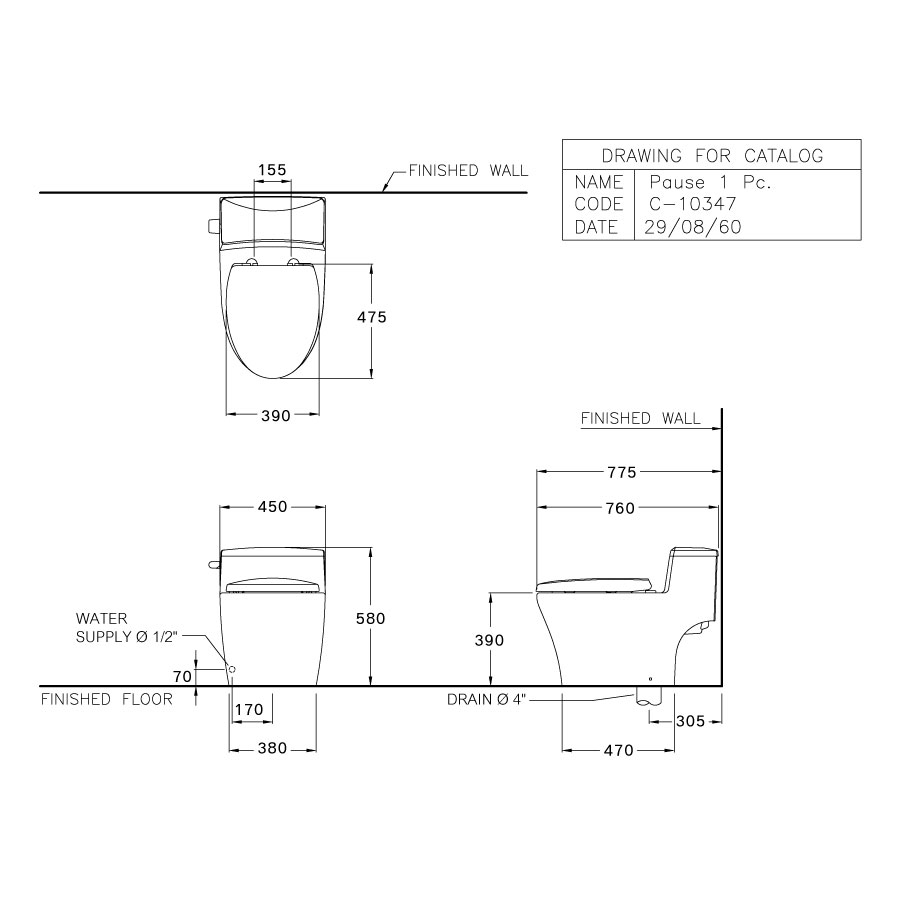 Bồn cầu 1 khối COTTO C10347 nắp êm dòng Pause