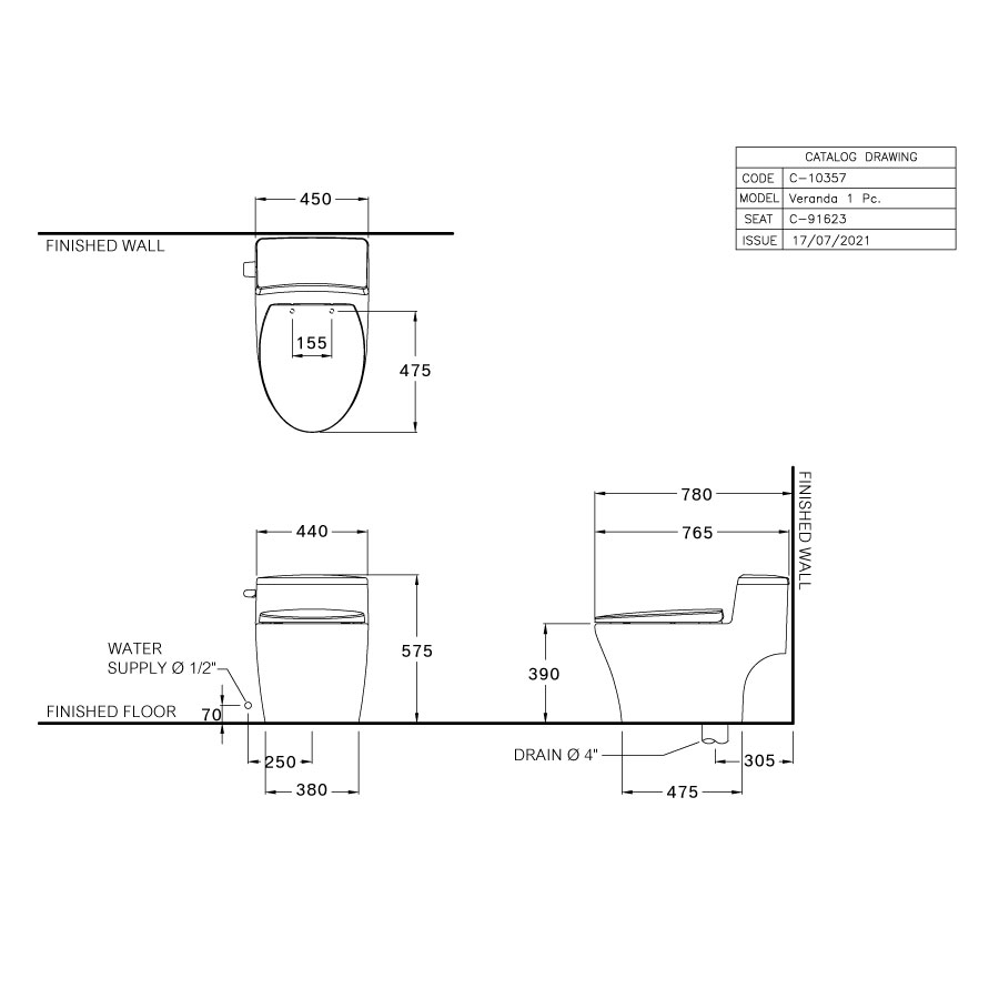 Bồn cầu 1 khối COTTO C10357 nắp êm dòng Veranda
