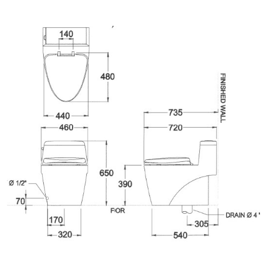 Bồn cầu 1 khối COTTO C10527 nắp êm dòng G.Riviera
