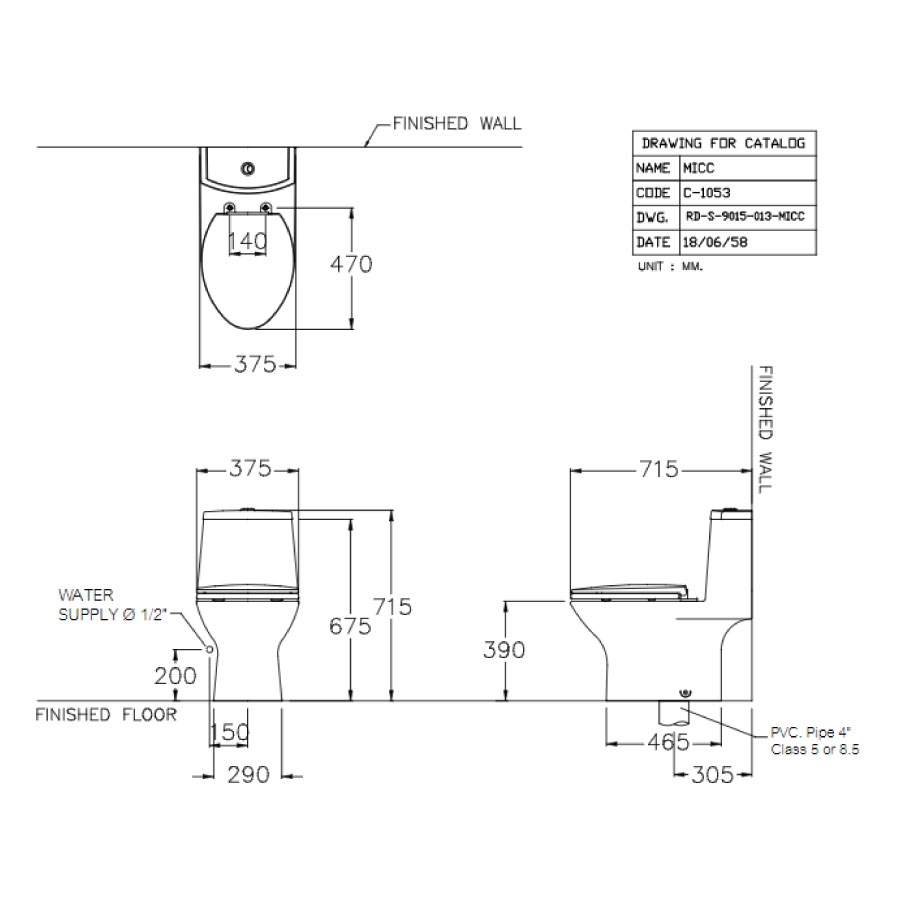 Bồn cầu 1 khối COTTO C1053 nắp êm dòng Micc