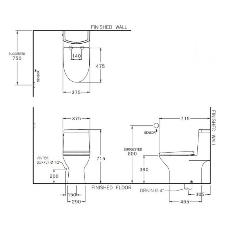 Bồn cầu 1 khối COTTO C105327 nắp êm dòng Micc