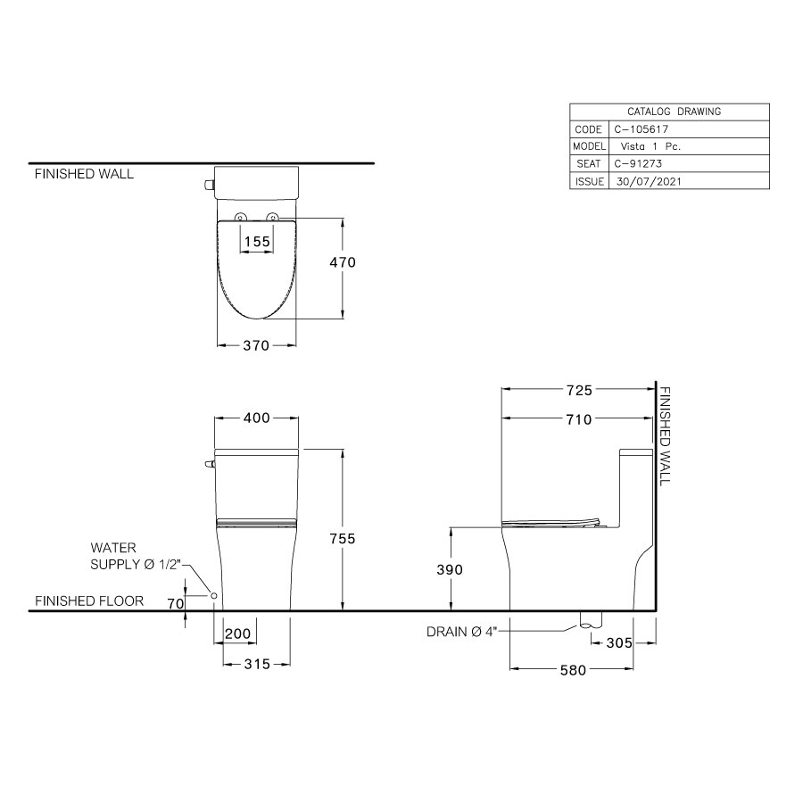 Bồn cầu 1 khối COTTO C105617 nắp êm dòng Vista
