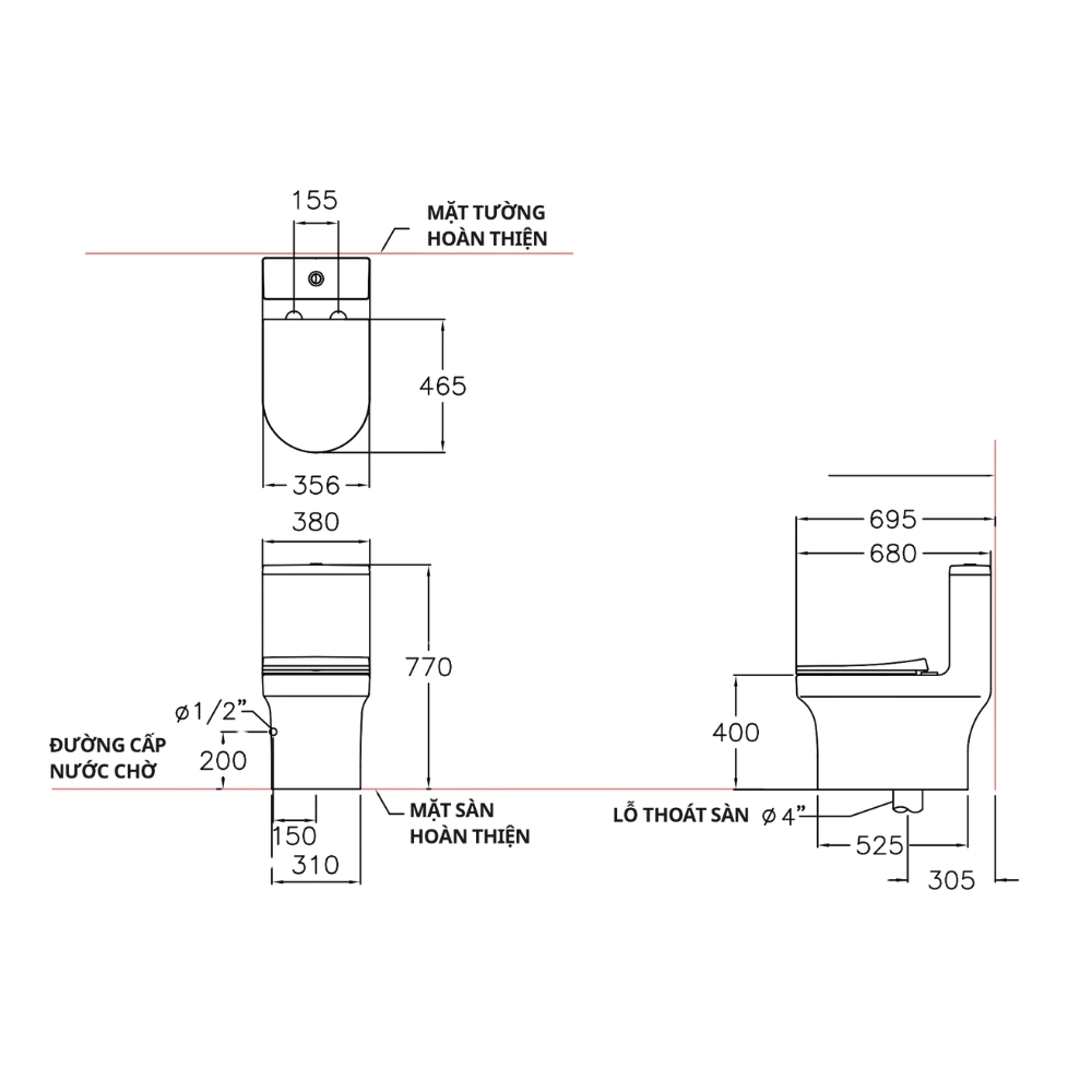Bồn cầu 1 khối COTTO C11002HOS nắp êm dòng Charm