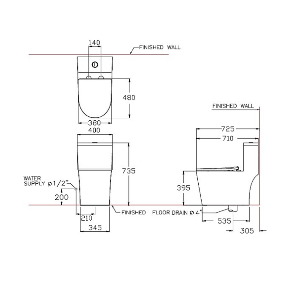 Bồn cầu 1 khối COTTO C11003HNOS (vành kín) nắp đóng êm Wynn