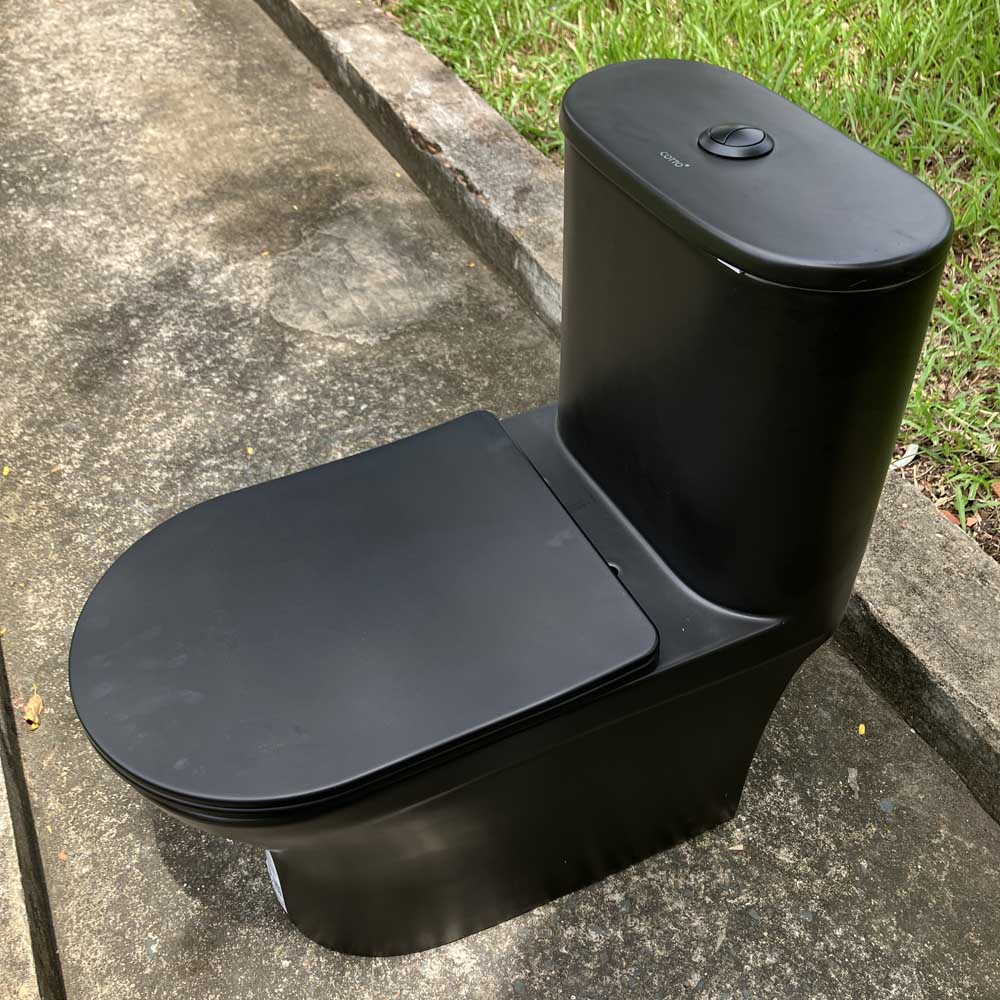 Bồn cầu 1 khối nắp đóng êm dòng Klirr COTTO C11007MBK màu đen mờ