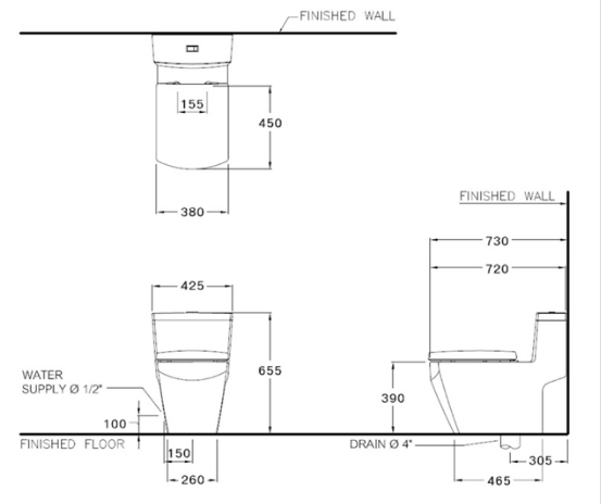Bồn cầu 1 khối COTTO C10717 nắp êm