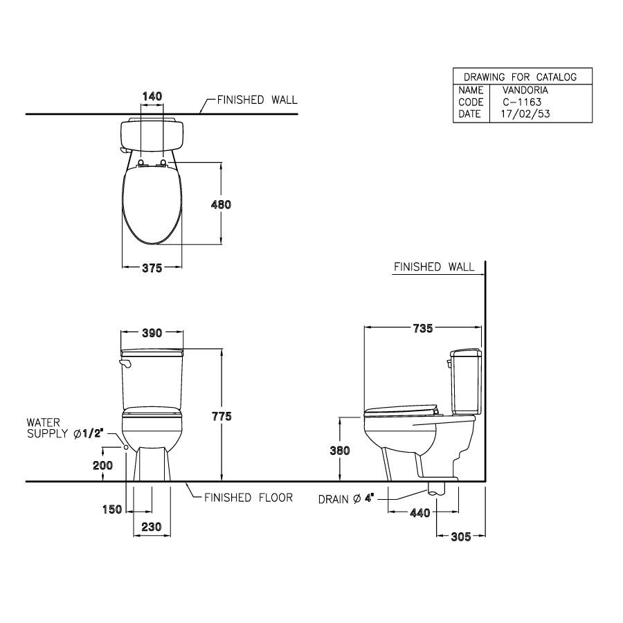 Bồn cầu 2 khối COTTO C1163 nắp đóng êm Vandoria