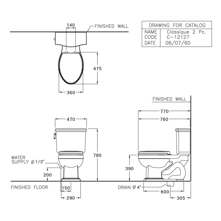 Bồn cầu 2 khối COTTO C12127 nắp đóng êm Classique