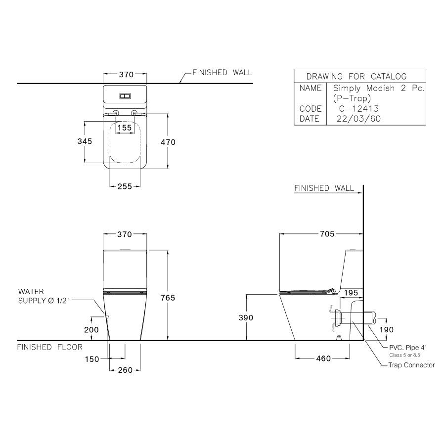 Bồn cầu 2 khối COTTO C124137 nắp đóng êm Simply Modish