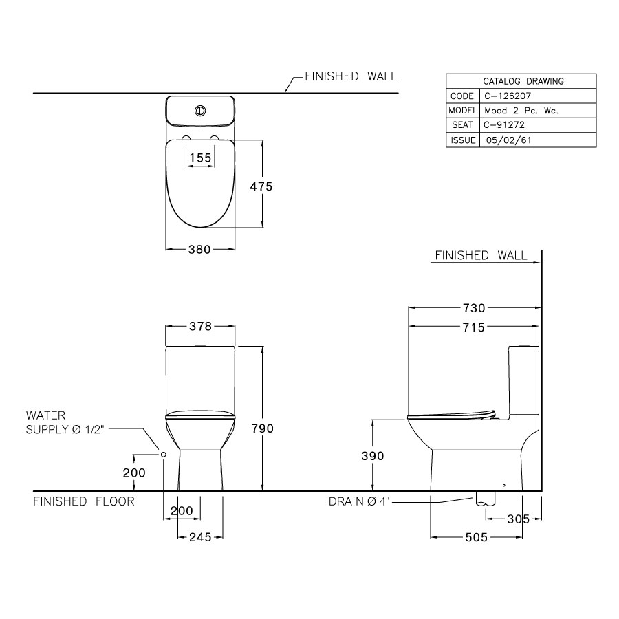 Bồn cầu 2 khối COTTO C126207 nắp êm dòng Mood