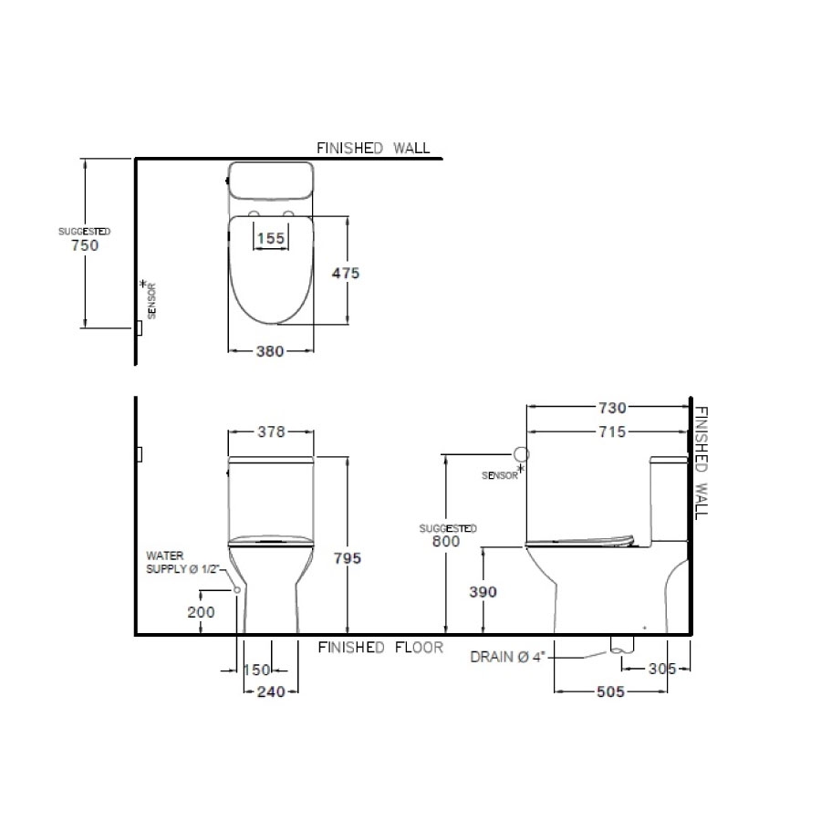 Bồn cầu 2 khối COTTO C126227 nắp êm dòng Mood