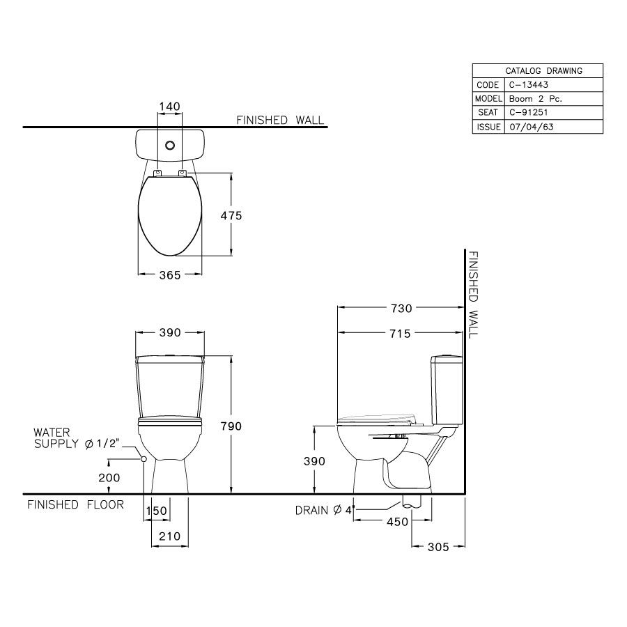 Bồn cầu 2 khối COTTO C13443 nắp đóng êm Boom