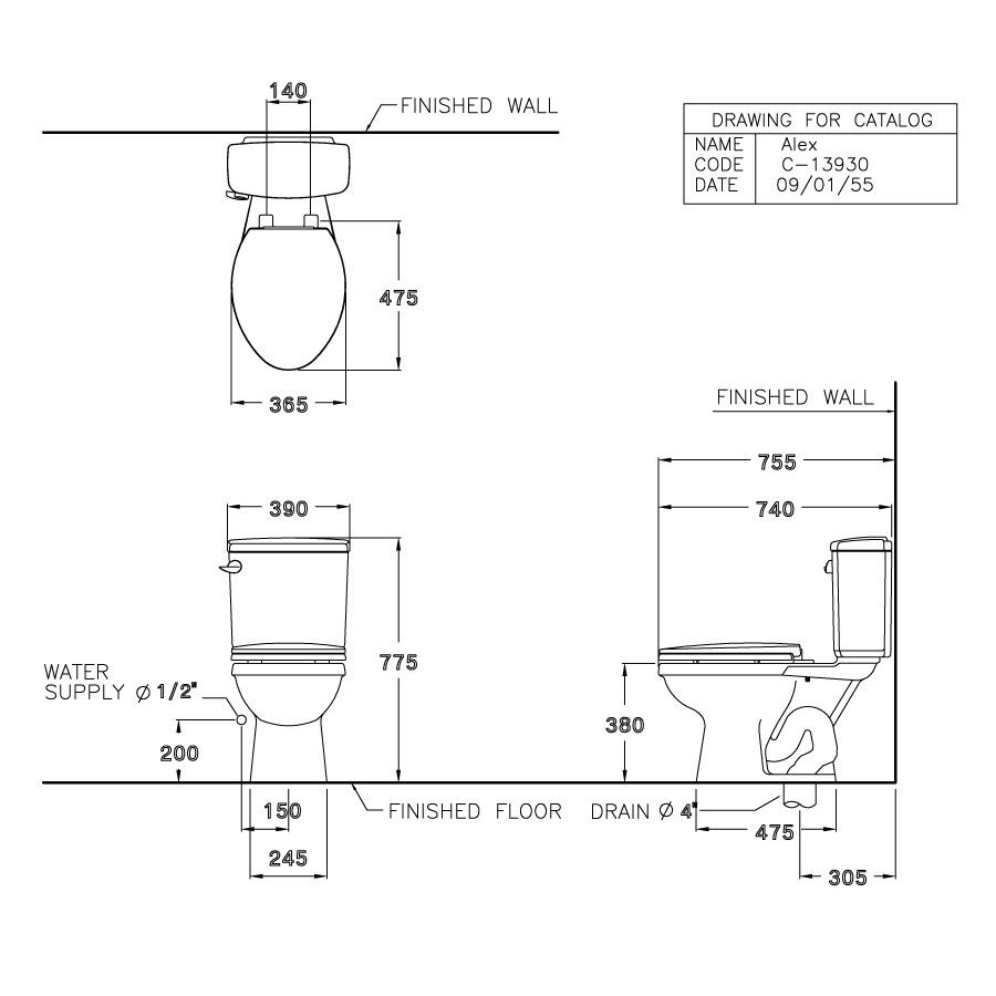 Bồn cầu 2 khối COTTO C13930 nắp đóng êm Alex