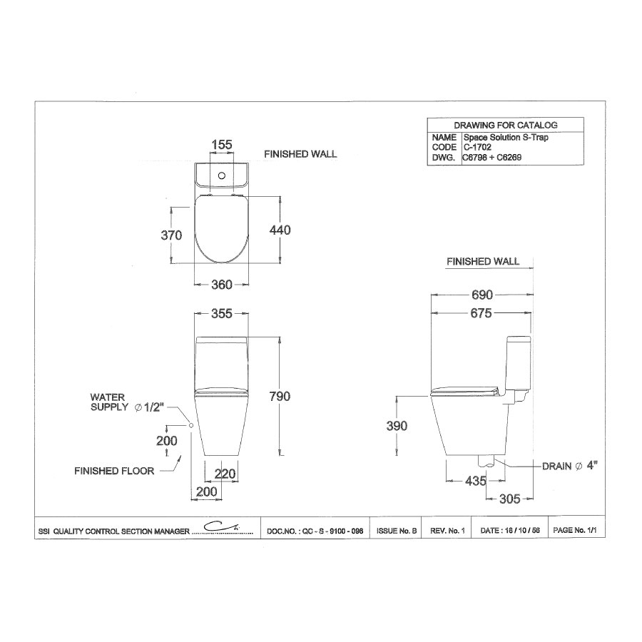 Bồn cầu 2 khối COTTO C17027 nắp êm dòng Space Solution