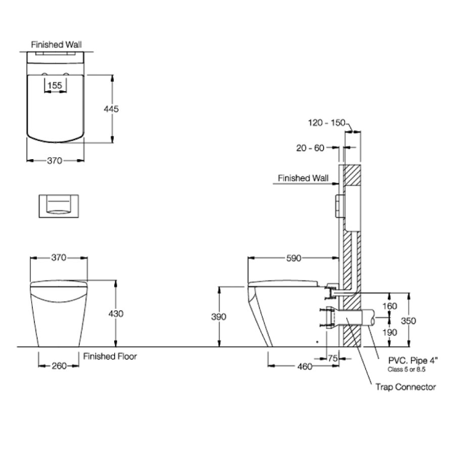 Bồn cầu đặt sàn COTTO SC19847(F) nắp êm dòng Tetragon