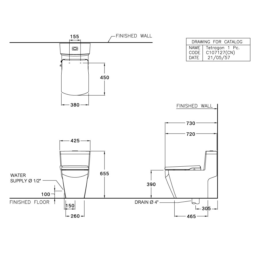 Bồn cầu 1 khối nắp rửa cơ COTTO C107127(CN) Grand Tetragon