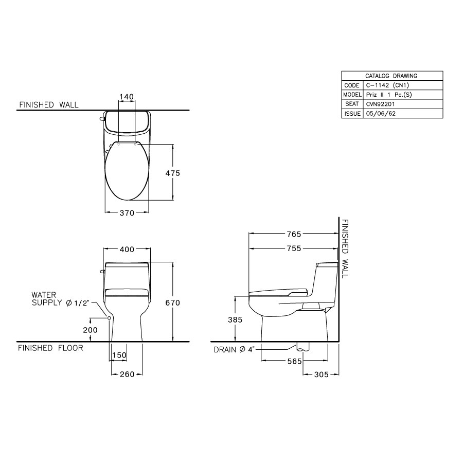 Bồn cầu 1 khối nắp rửa cơ COTTO C1142(CN1) Priz II