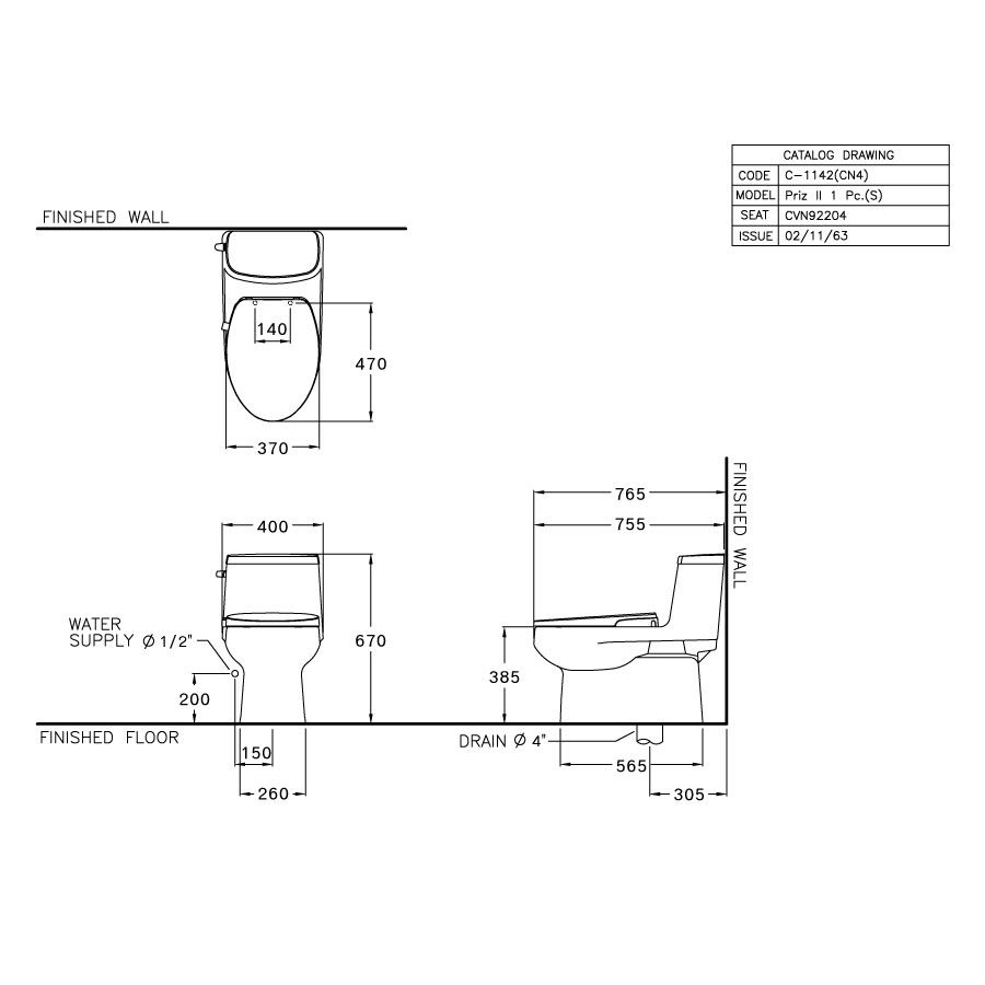 Bồn cầu 1 khối COTTO C1142(CN4) nắp rửa cơ Priz II