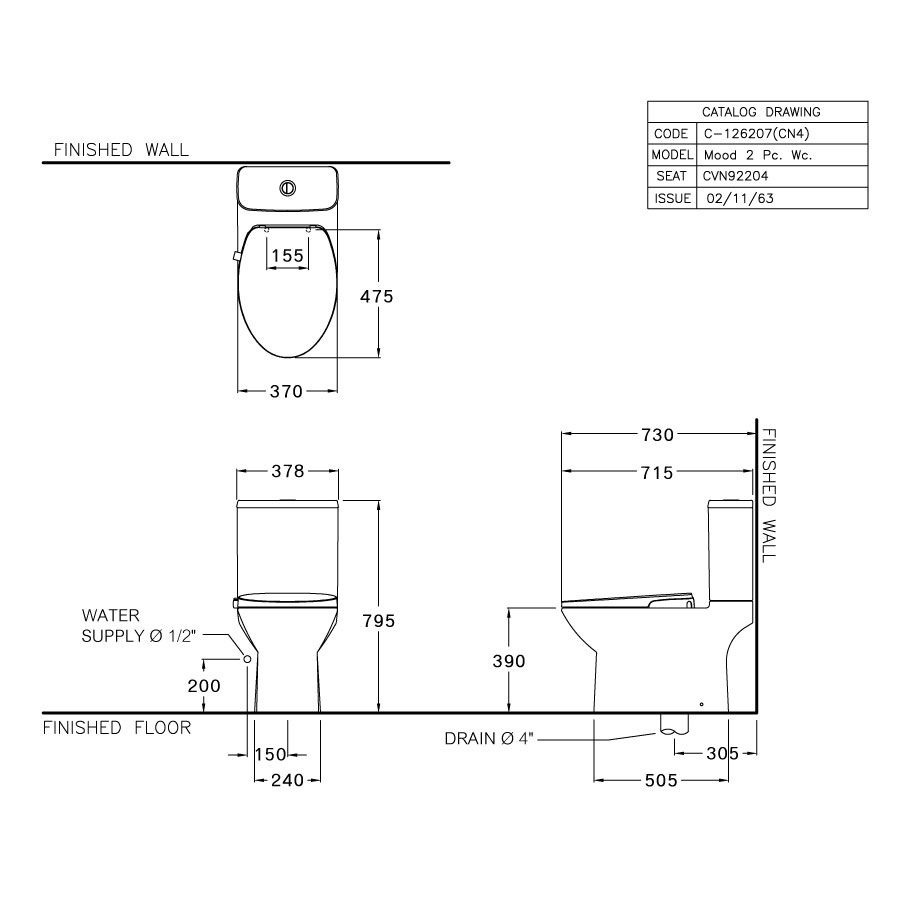 Bồn cầu 2 khối COTTO C126207(CN4) nắp rửa cơ CVN92204 Mood