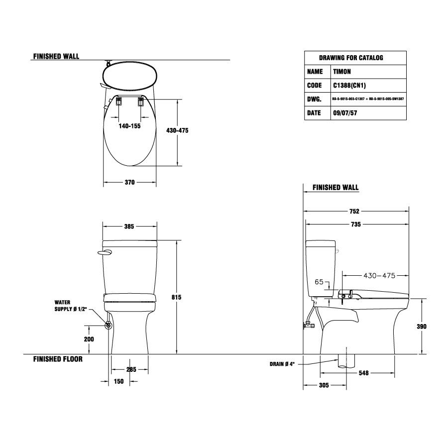Bồn cầu 2 khối COTTO C1388(CN1) nắp rửa cơ CVN92201 Timon