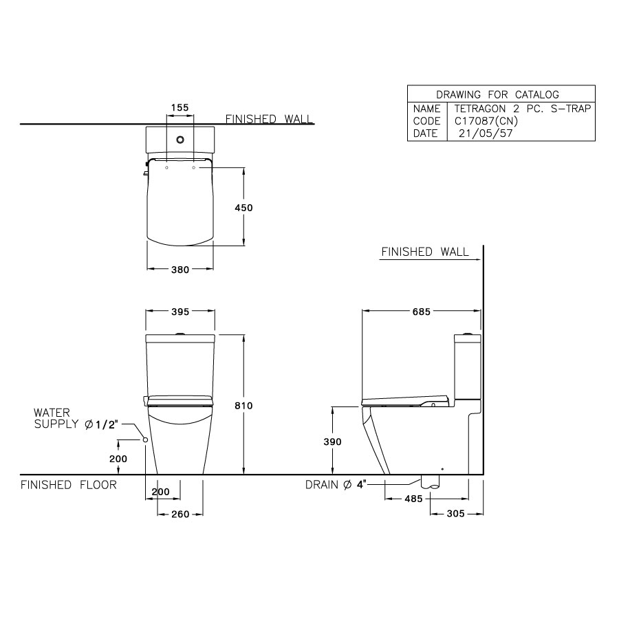 Bồn cầu 2 khối nắp rửa cơ COTTO C17087(CN) Grand Tetragon