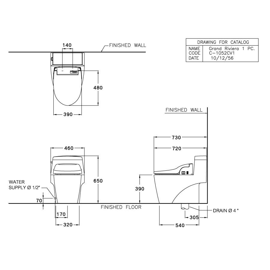 Bồn cầu 1 khối COTTO C100417(CV1) nắp rửa điện tử C9201 Paragon