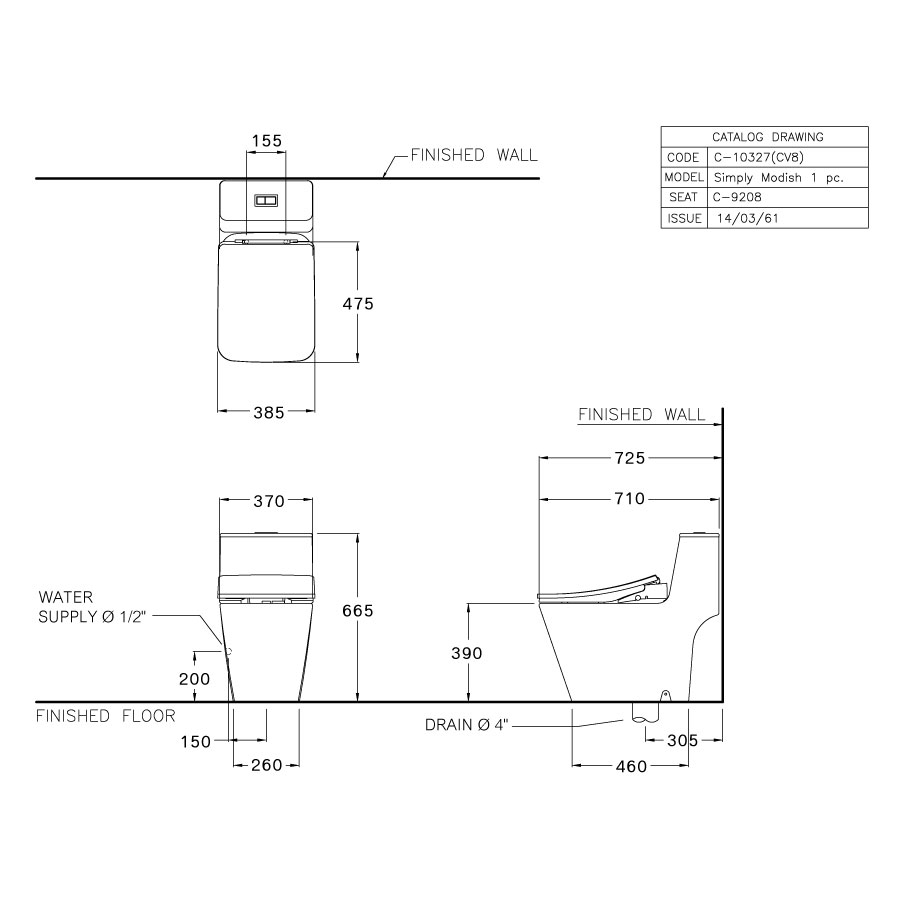 Bồn cầu 1 khối nắp điện tử COTTO C10327(CV8) Simply Modish