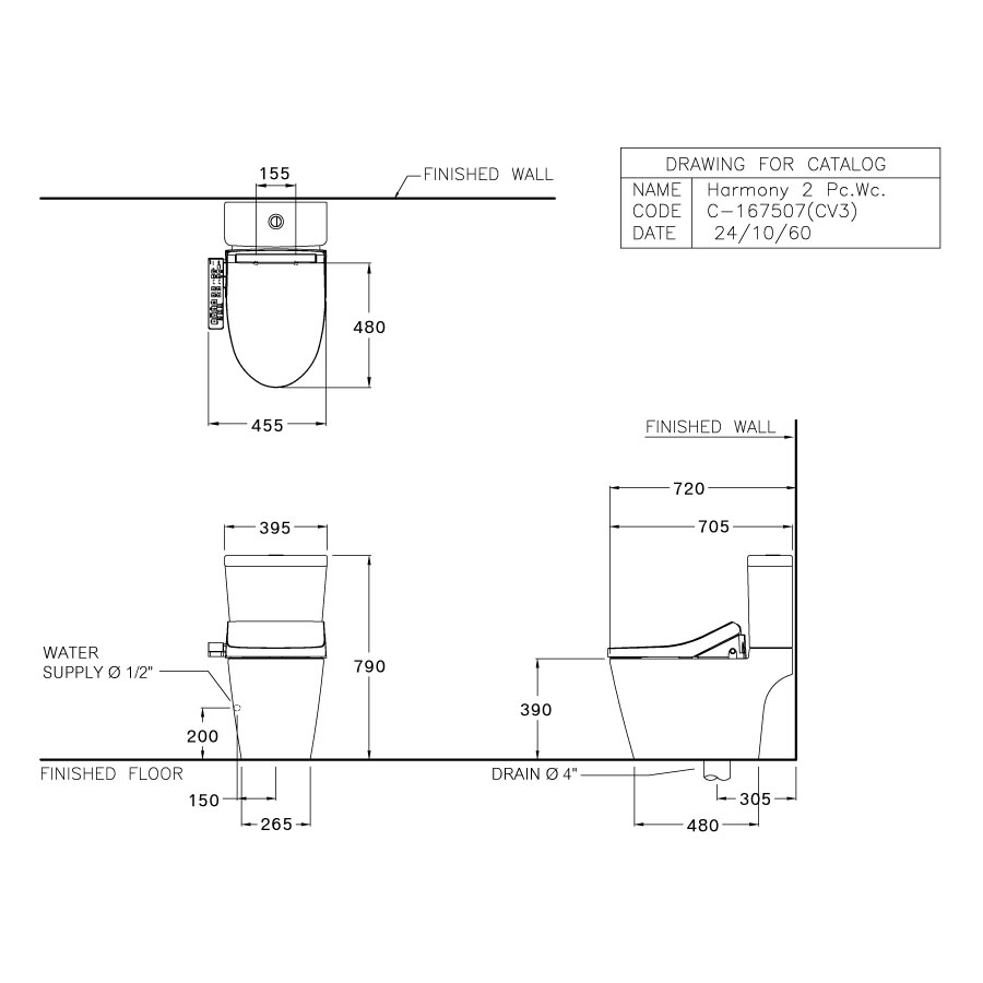 Bồn cầu 1 khối nắp điện tử COTTO C110507(CV3) Harmony
