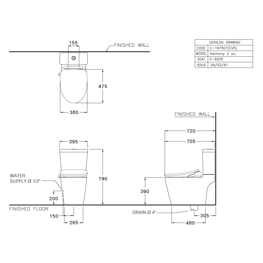 Bồn cầu 2 khối nắp điện tử COTTO C167507(CV5) Harmony