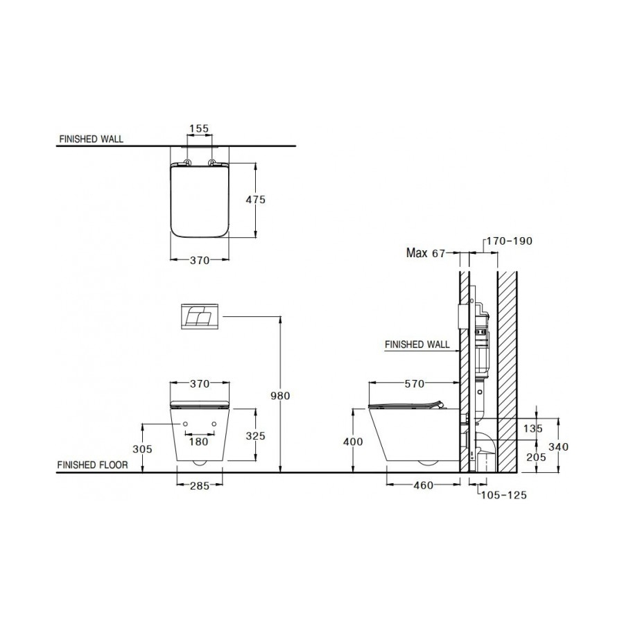 Bồn cầu treo tường COTTO SC197627(F) nắp êm dòng Simply Modish