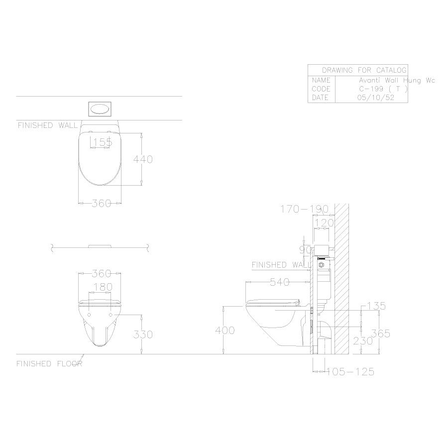 Bồn cầu treo tường COTTO SC199(T) nắp êm dòng Avanti