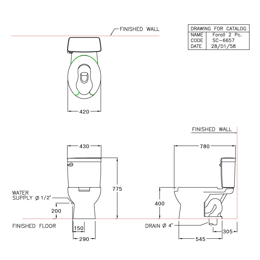 Bồn cầu 2 khối COTTO SC6657WH nắp êm dòng Forall