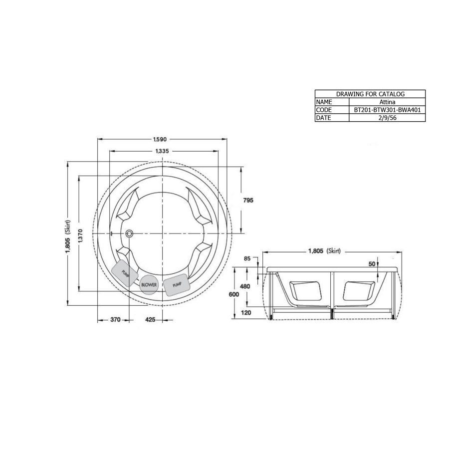Bồn tắm COTTO BT201SPP(H) đặt sàn