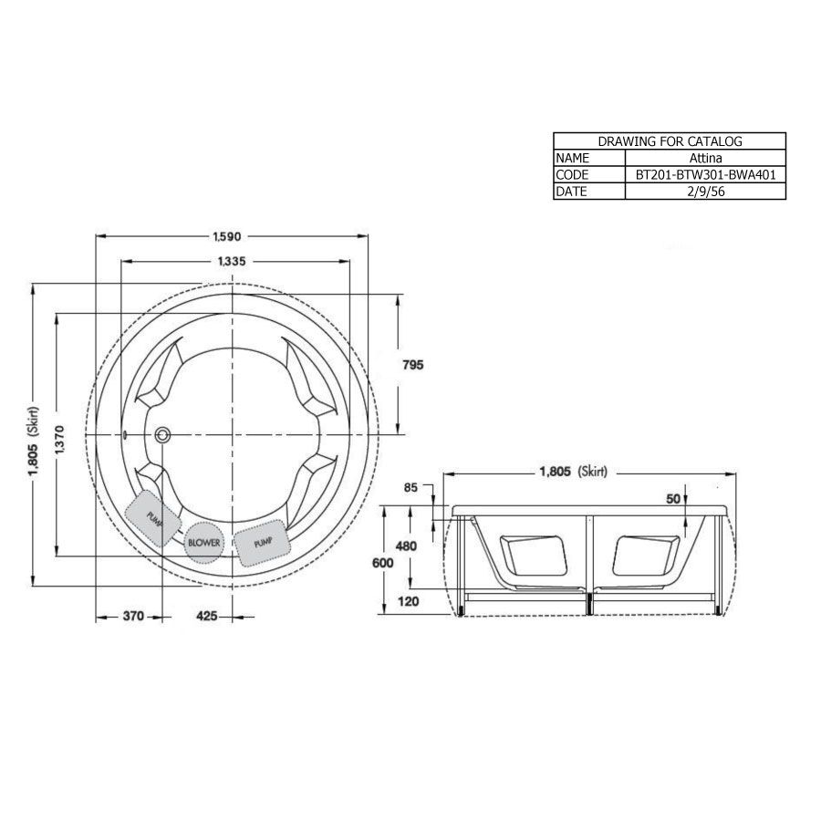 Bồn tắm COTTO BTW301PP(H) massage đặt sàn