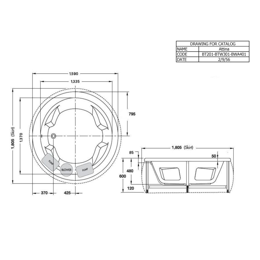 Bồn tắm COTTO BWA401SPP(H) massage đặt sàn