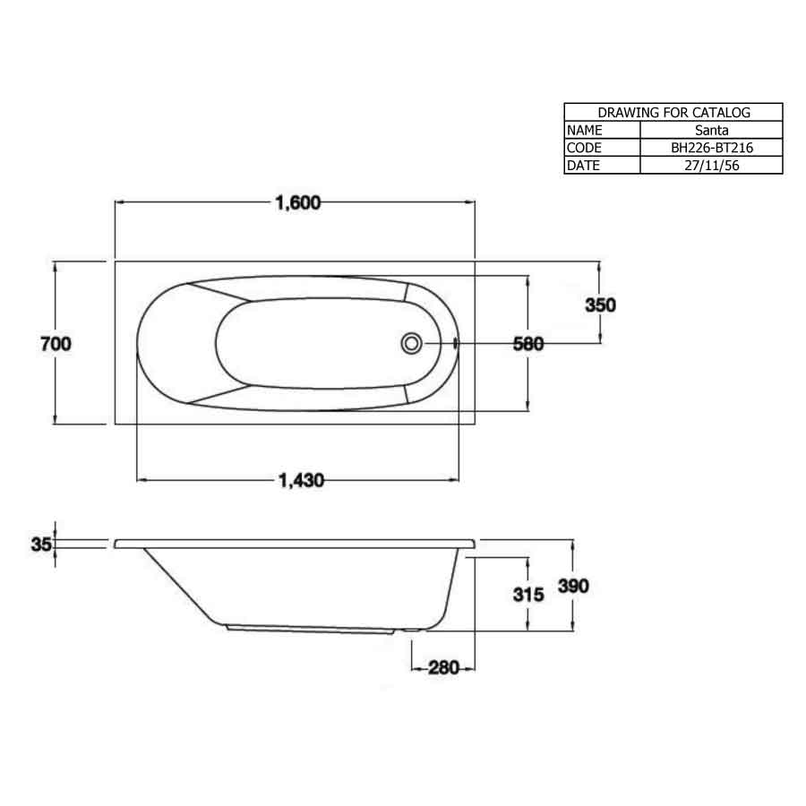 Bồn tắm COTTO BH226D(H) / BH226PP(H) xây bệ có tay vịn