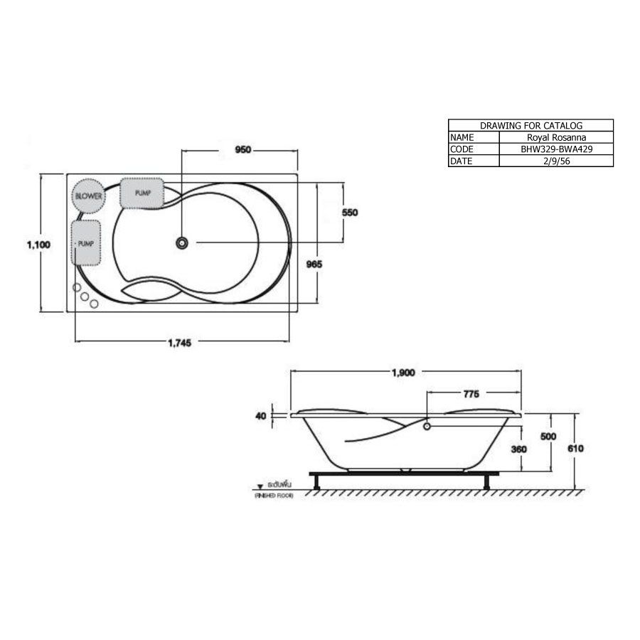 Bồn tắm COTTO BHW329EL(H) massage xây bệ
