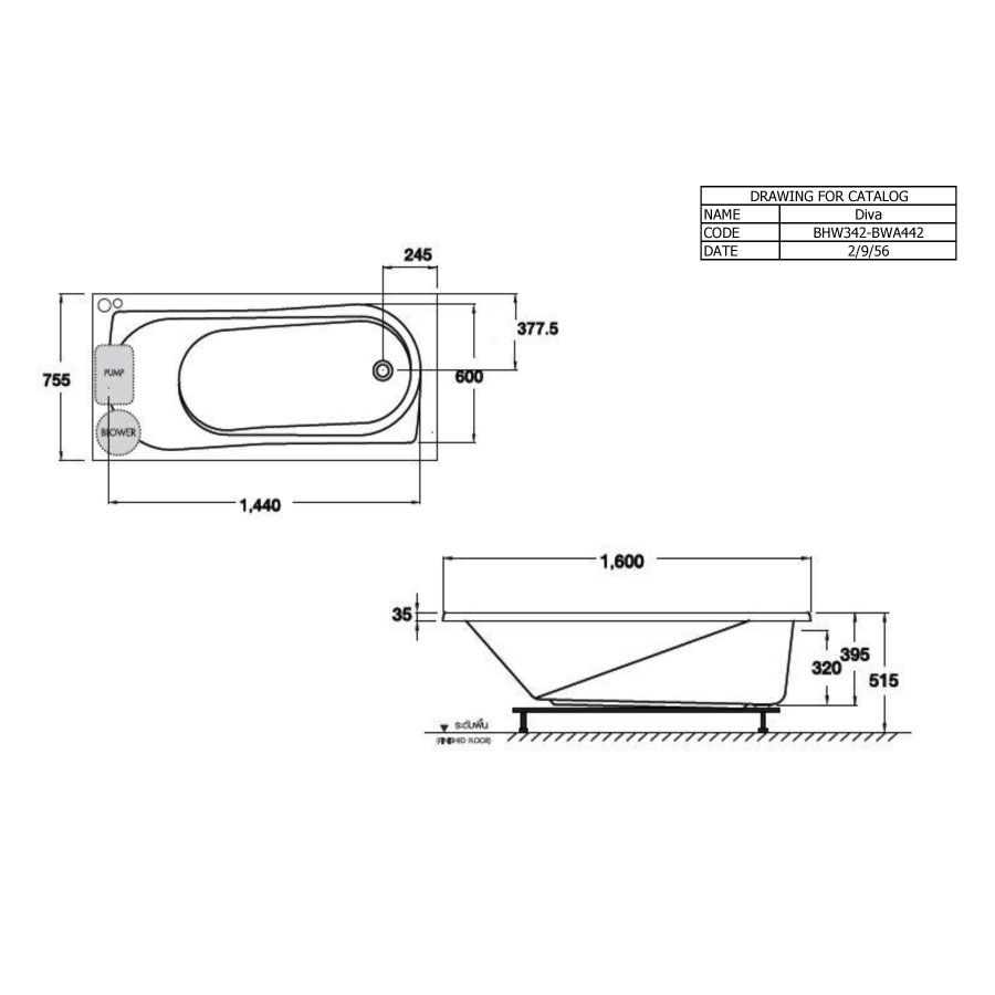 Bồn tắm COTTO BHW342PP(H) massage xây bệ
