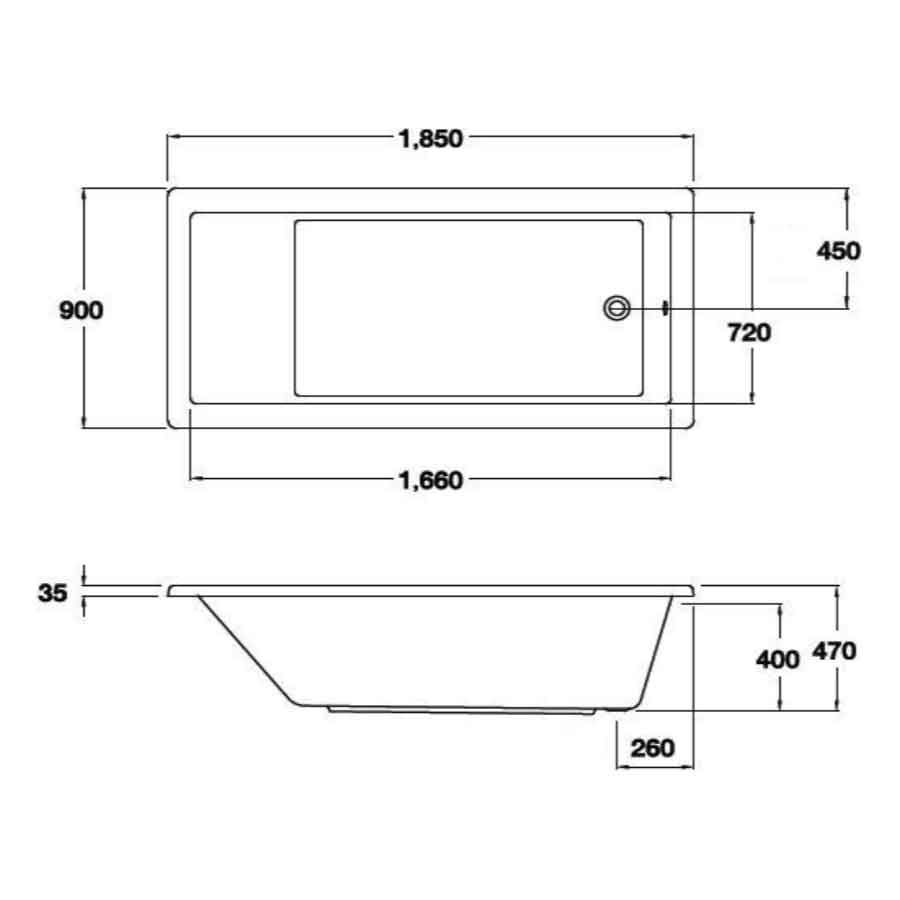 Bồn tắm COTTO BT203PP(H) xây bệ không tay vịn