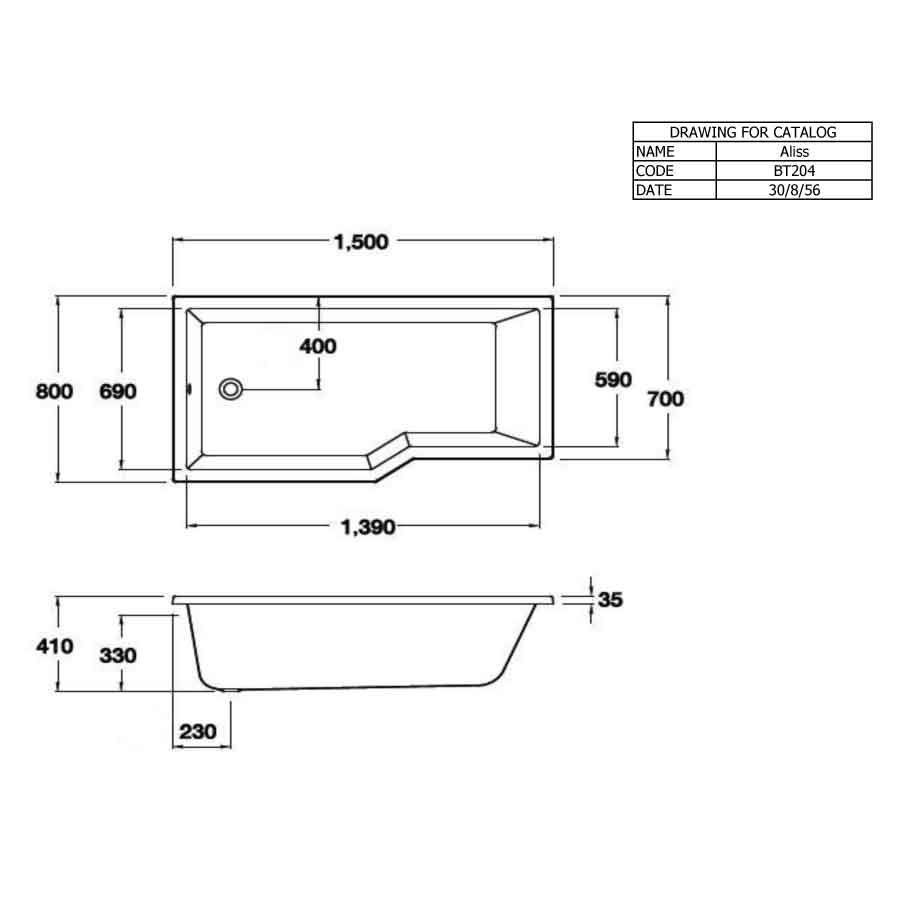 Bồn tắm COTTO BT204PP(H) xây bệ không tay vịn