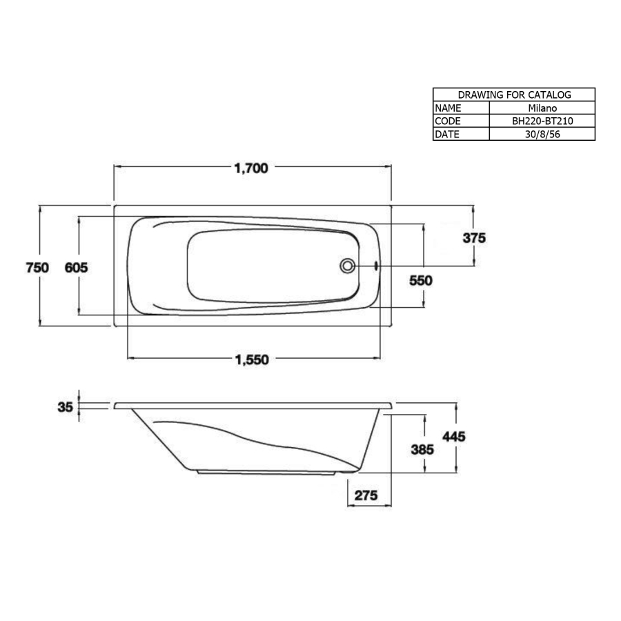 Bồn tắm COTTO BT210PP(H) xây bệ không tay vịn